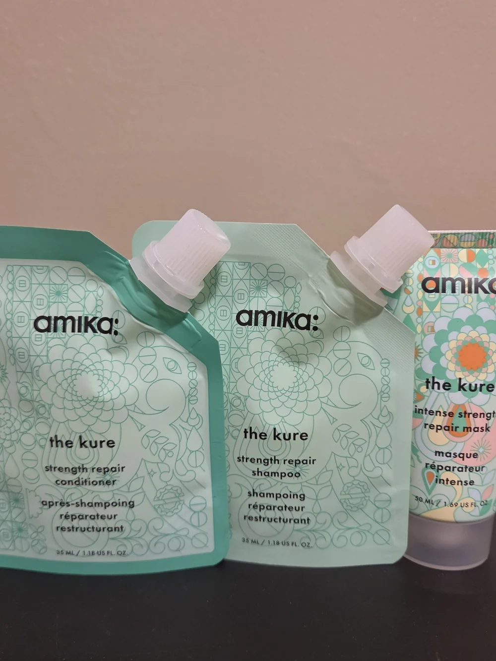 amika: Shampoo & Conditioner & the kure Intense Strength Repair Mask